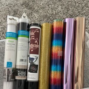 Cricut & Assorted Vinyl Rolls - Gold, Rainbow, Pink, Rose Gold